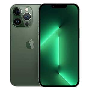 Apple iPhone 13 in farbe Schwarz mit grün schimmerndem Screen